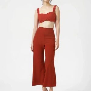 ASOS LUXE SET Crop Top And Wide Leg Pants Flared Russet Size 4